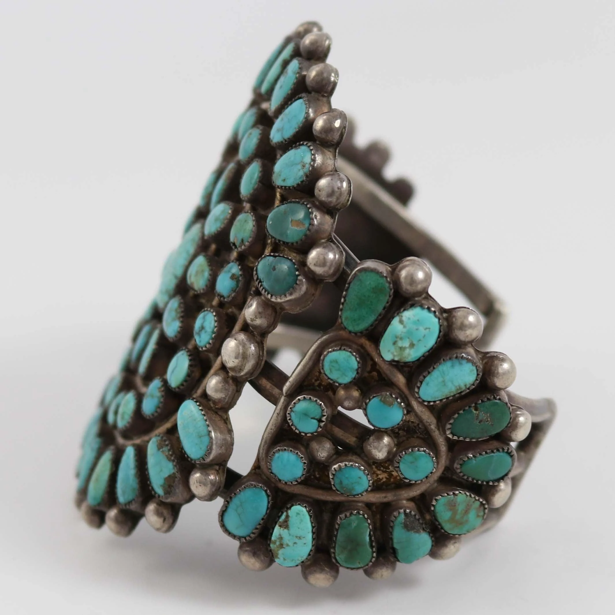 1930s Turquoise Cluster Cuff - Image 5