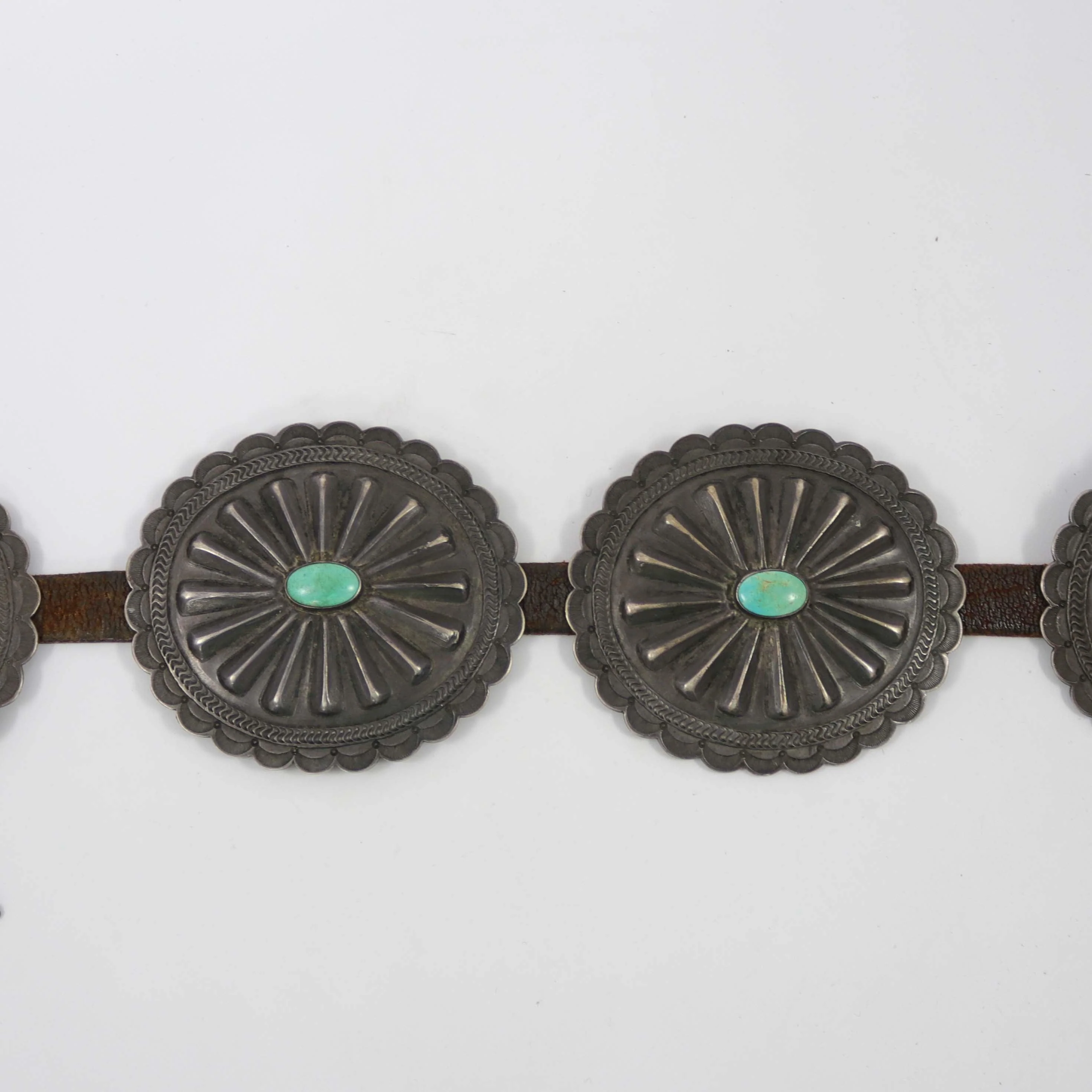 1930s Turquoise Concho Belt - Image 4