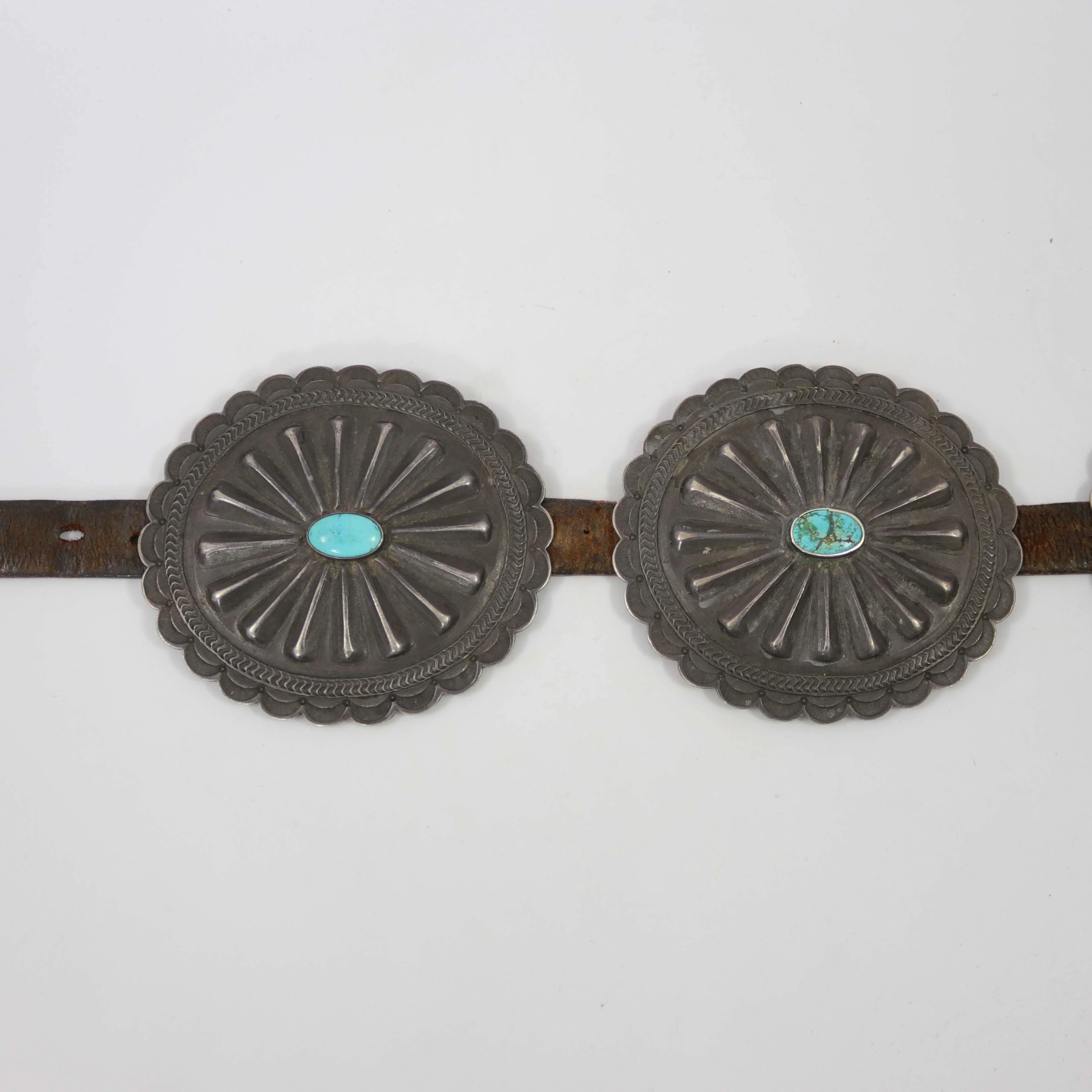 1930s Turquoise Concho Belt - Image 5