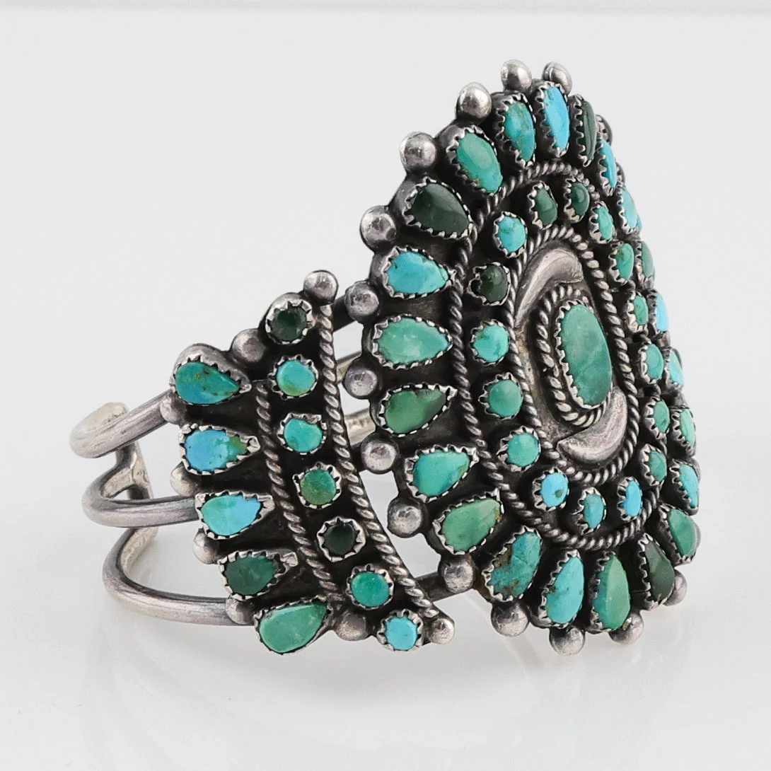 1940s Turquoise Cluster Cuff - Image 2