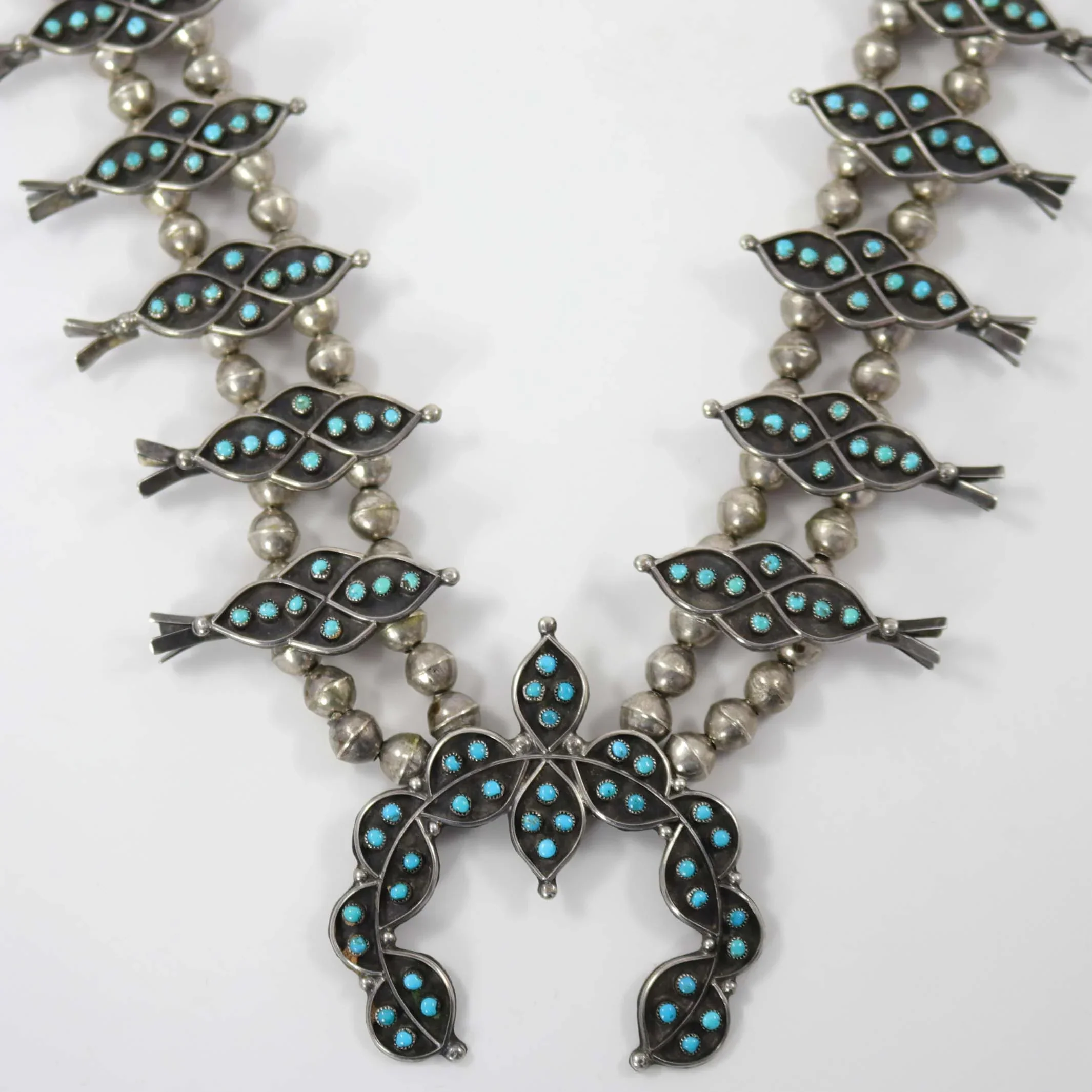 1960s Turquoise Snake Eye Squash Blossom - Image 2