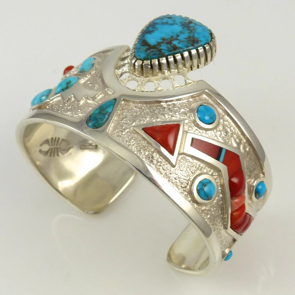 Turquoise and Coral Cuff - Image 2