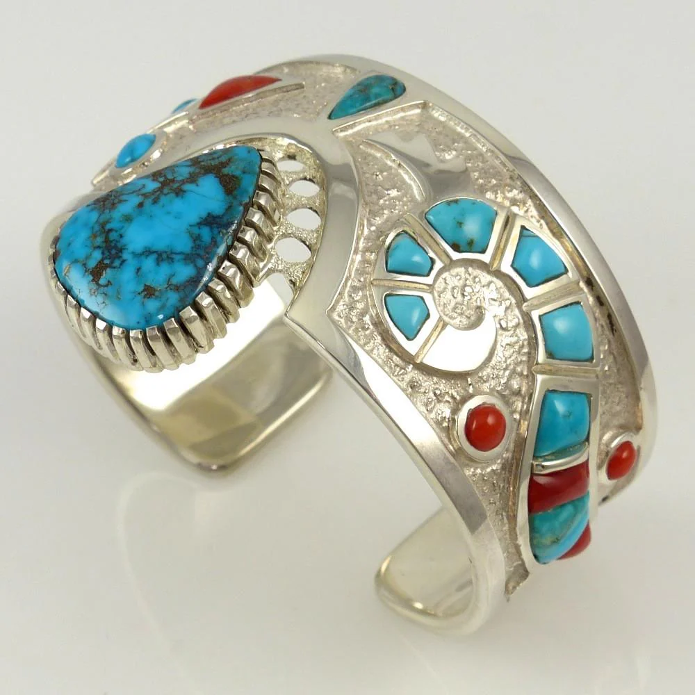 Turquoise and Coral Cuff - Image 3