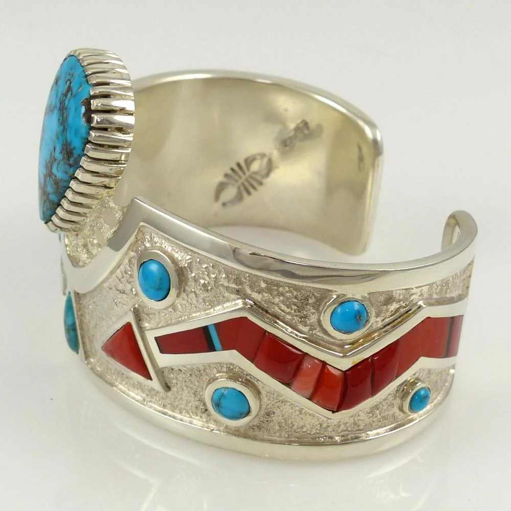 Turquoise and Coral Cuff - Image 5