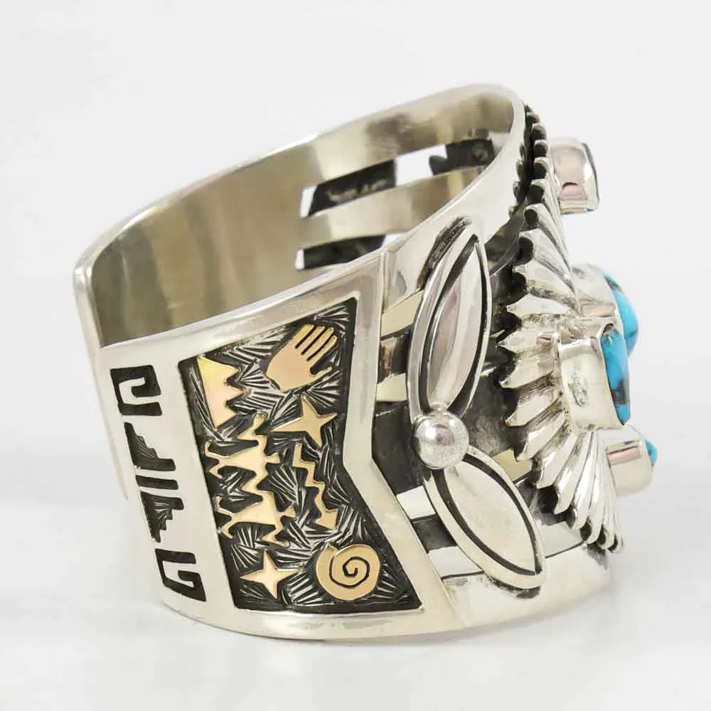 Bisbee Turquoise Petroglyph Cuff - Image 5