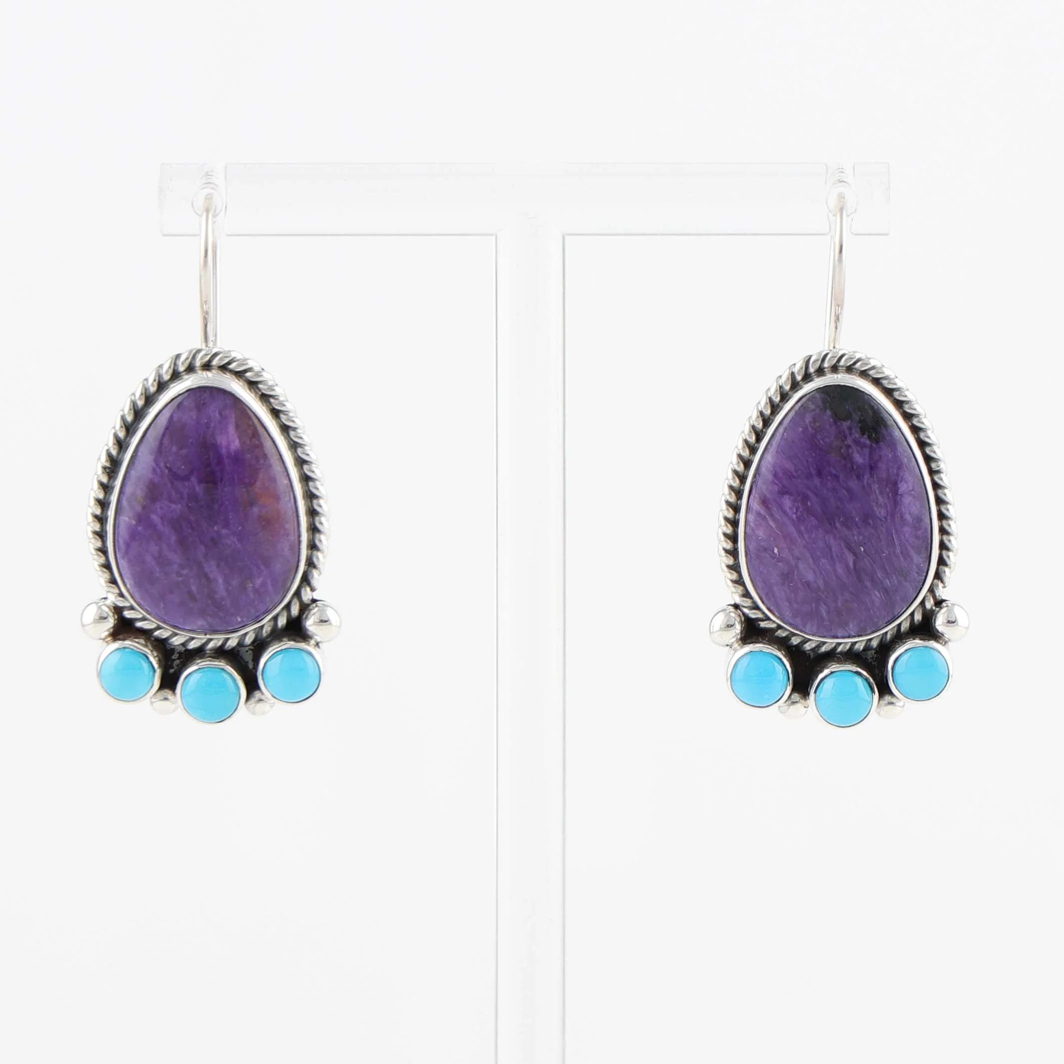 Charoite and Turquoise Earrings