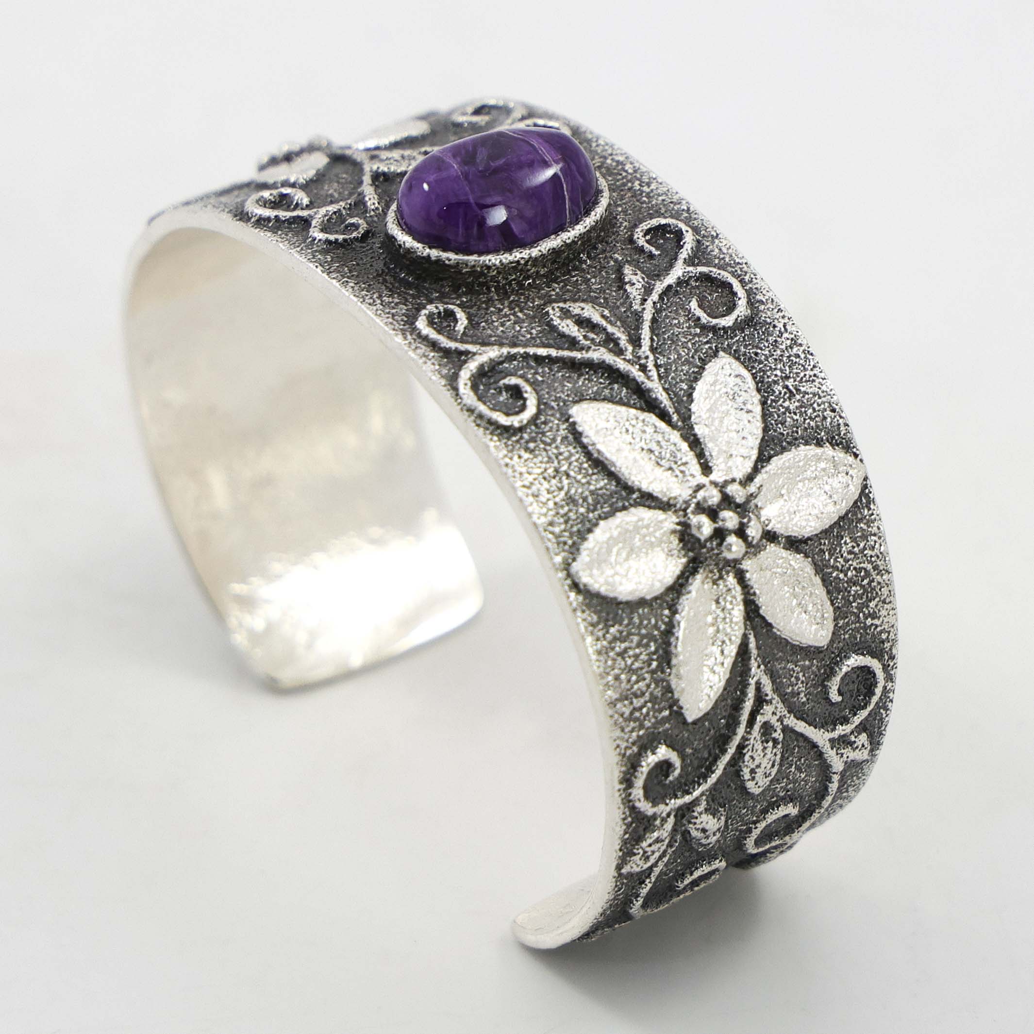 Charoite Flower Cuff - Image 3