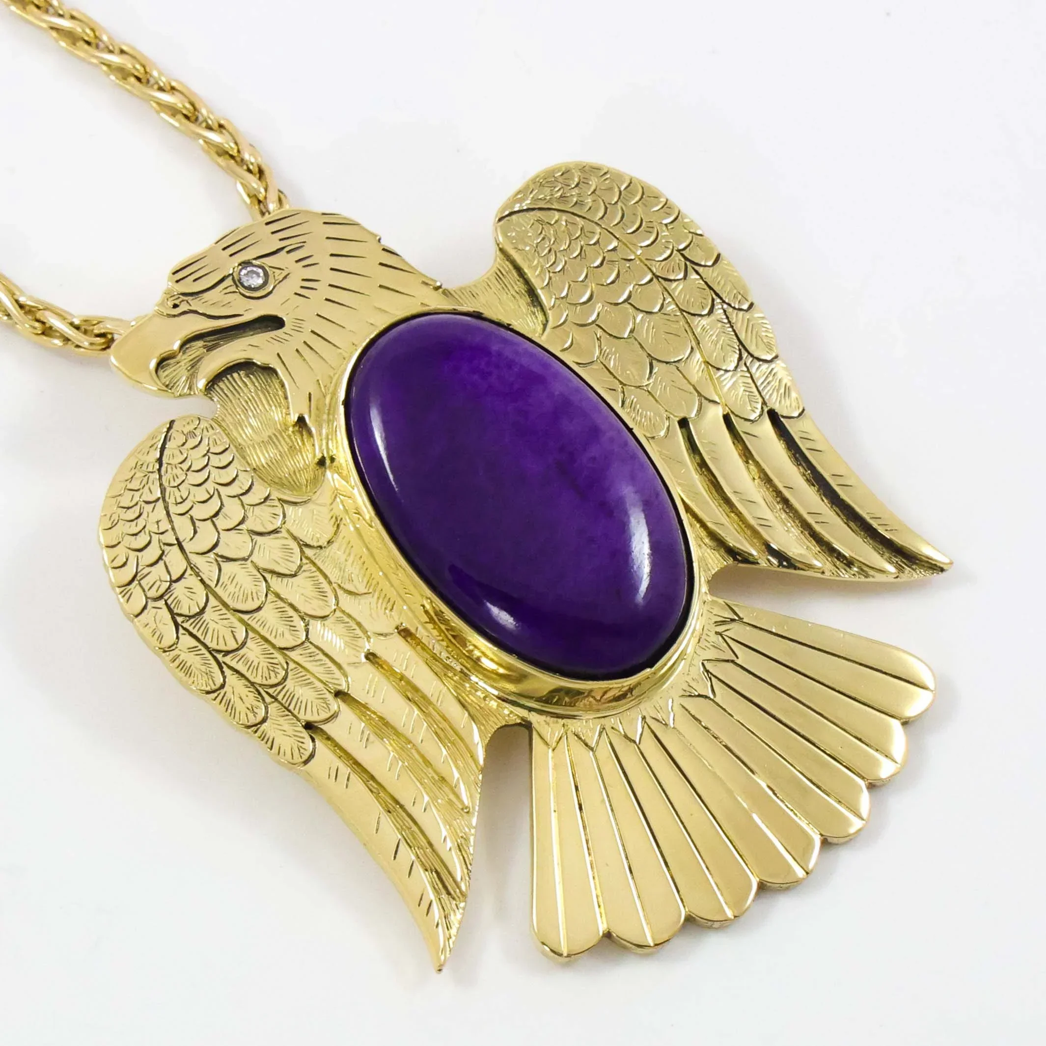 Gold and Sugilite Eagle Pendant - Image 3