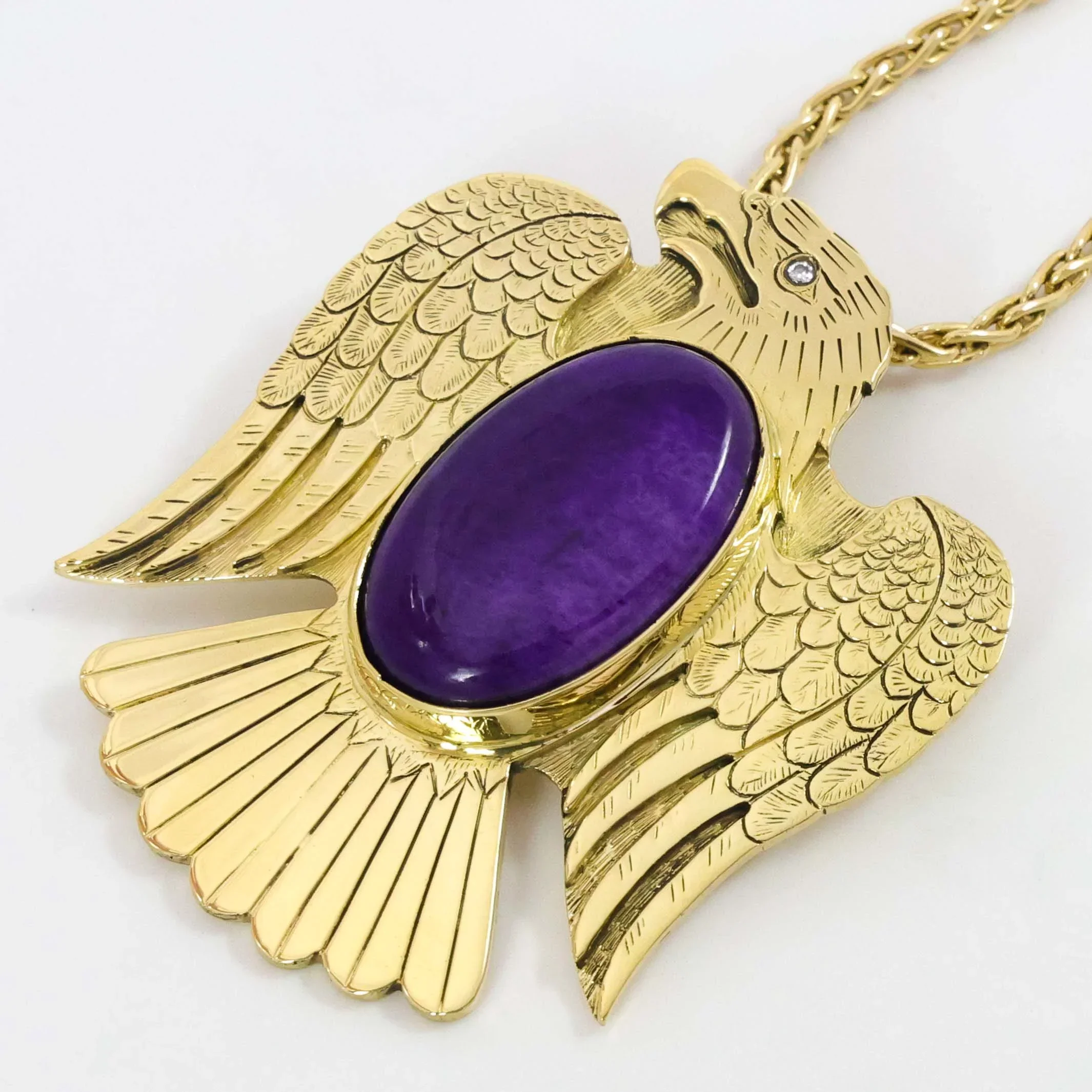 Gold and Sugilite Eagle Pendant - Image 4