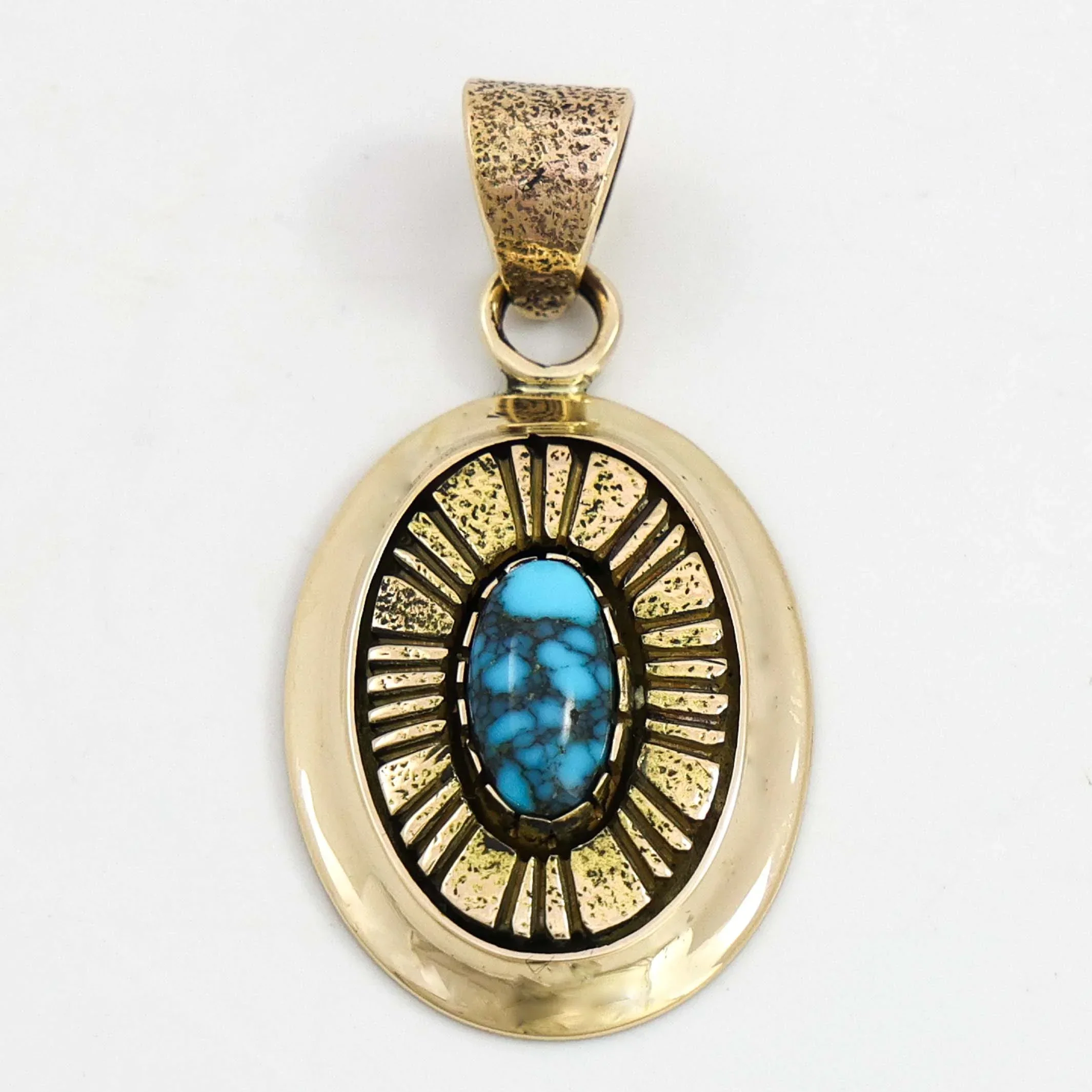 Bisbee Turquoise and Gold Pendant