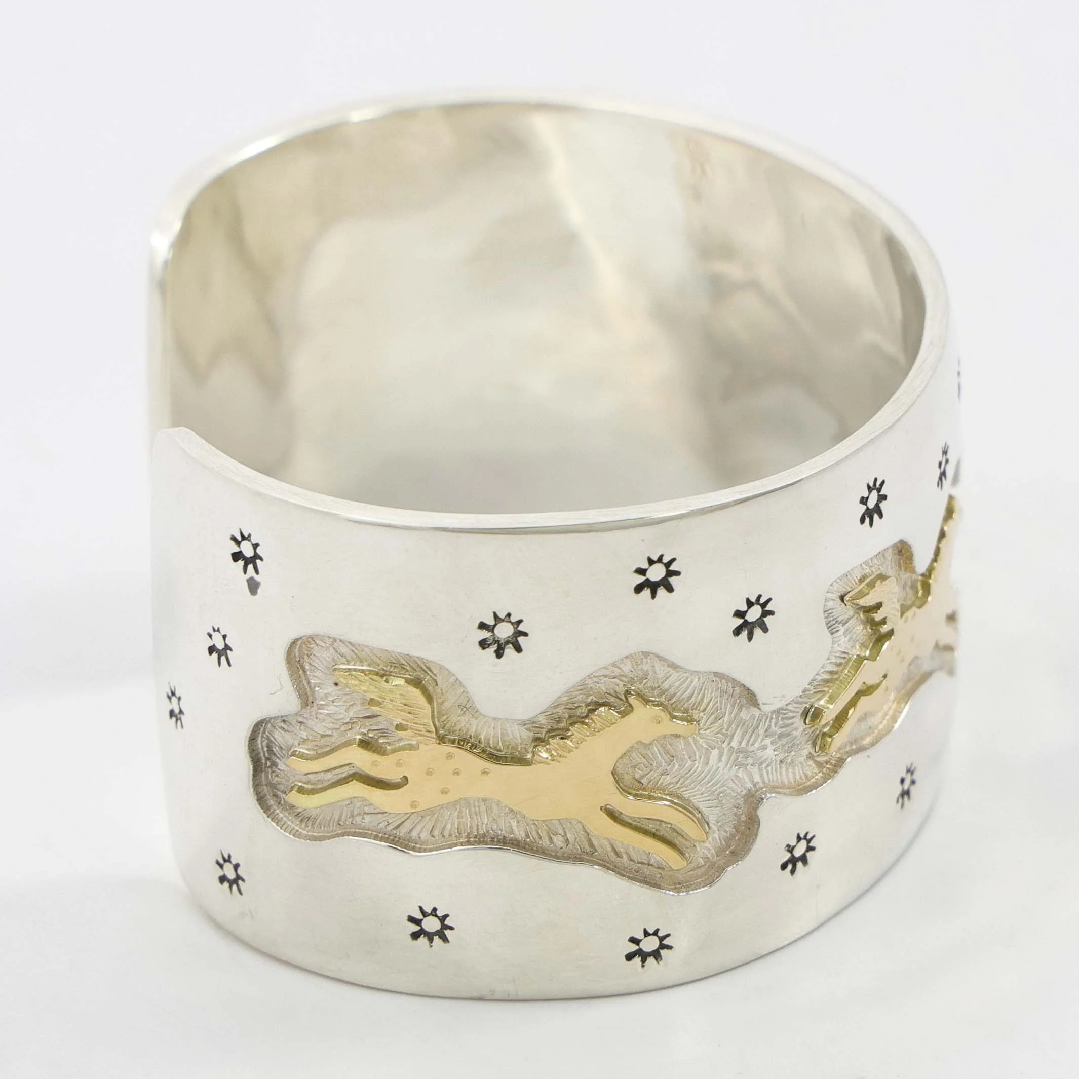 Gold on Silver Horse Cuff - Image 5