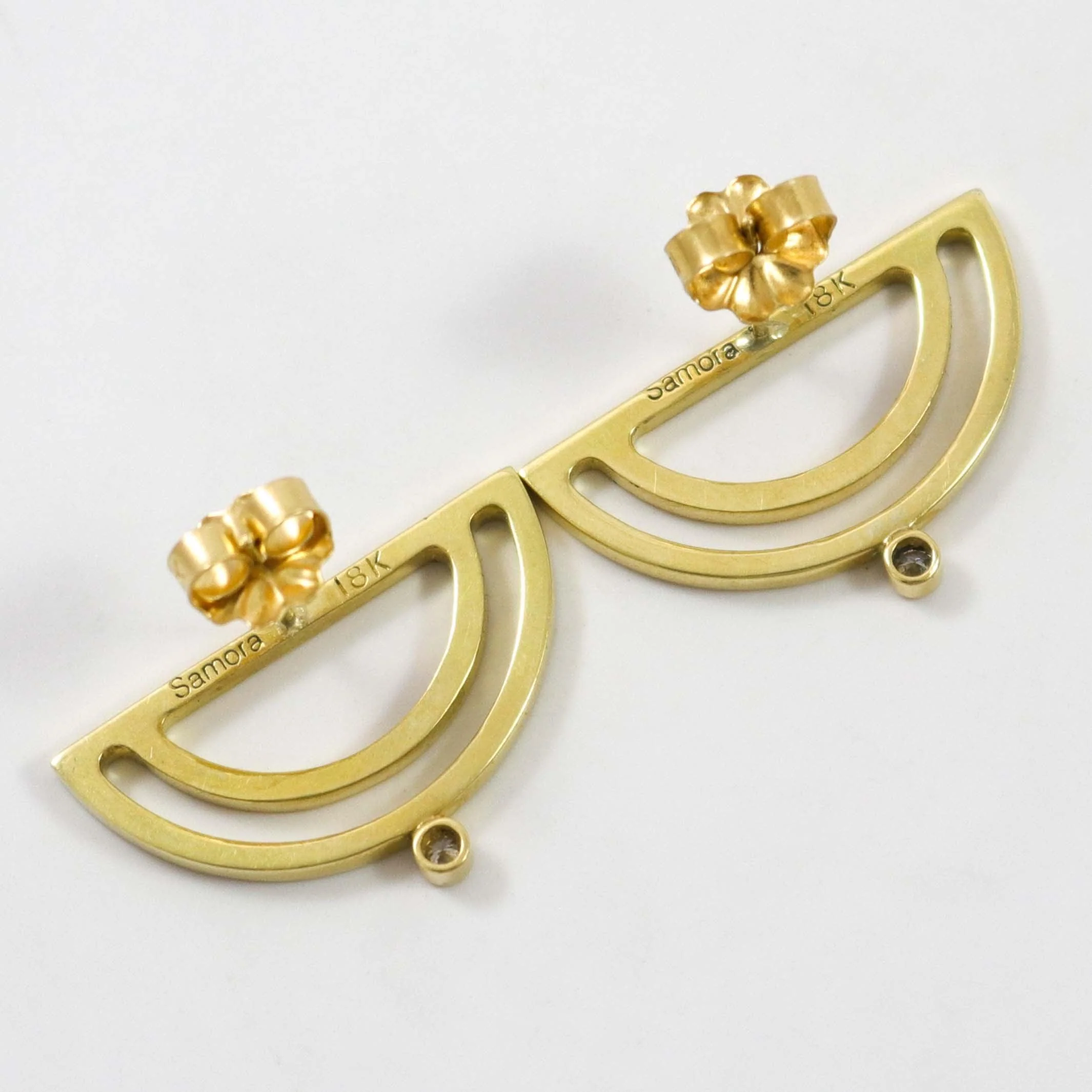 Gold Strata Half Moon Earrings - Image 4