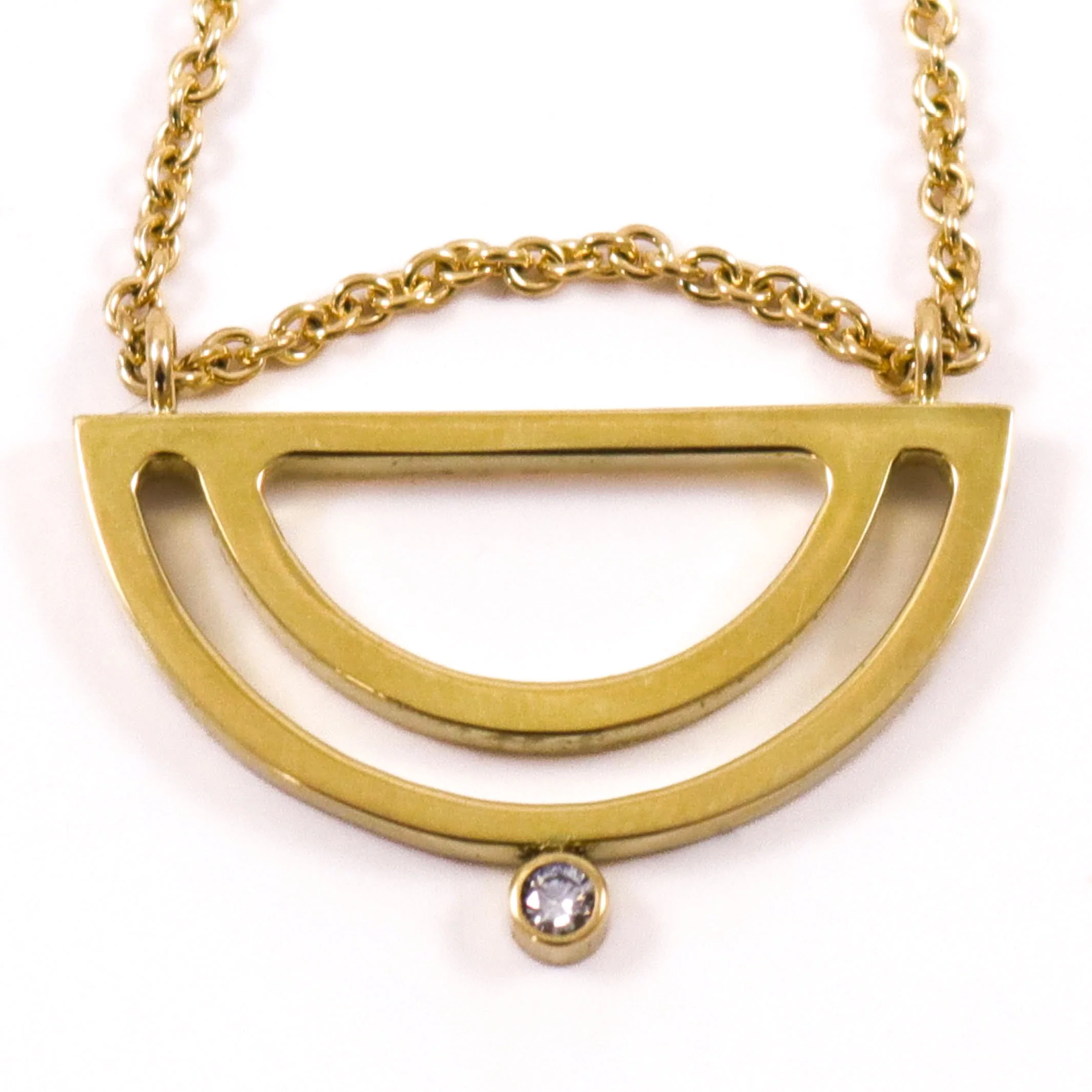 Gold Strata Half Moon Necklace