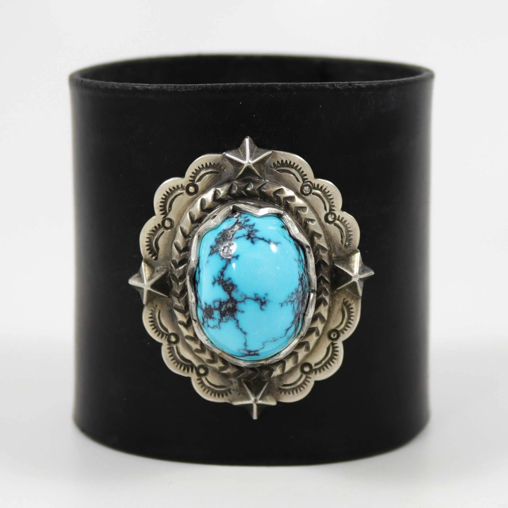 Hubei Turquoise Leather Cuff