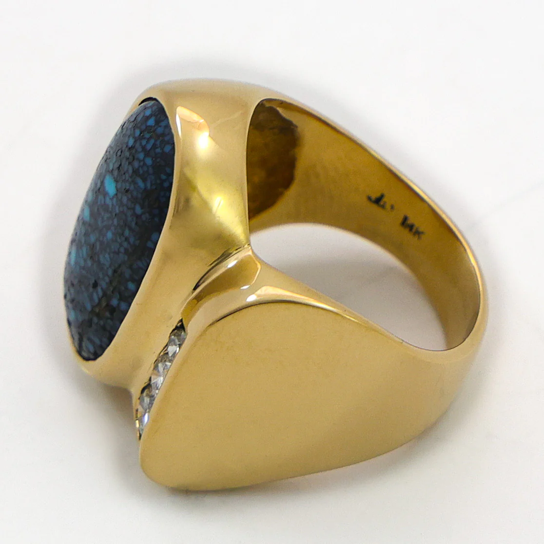 Lander Blue Turquoise Gold Ring - Image 10