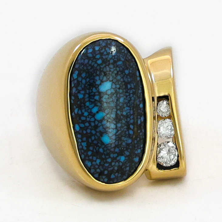 Lander Blue Turquoise Gold Ring - Image 2