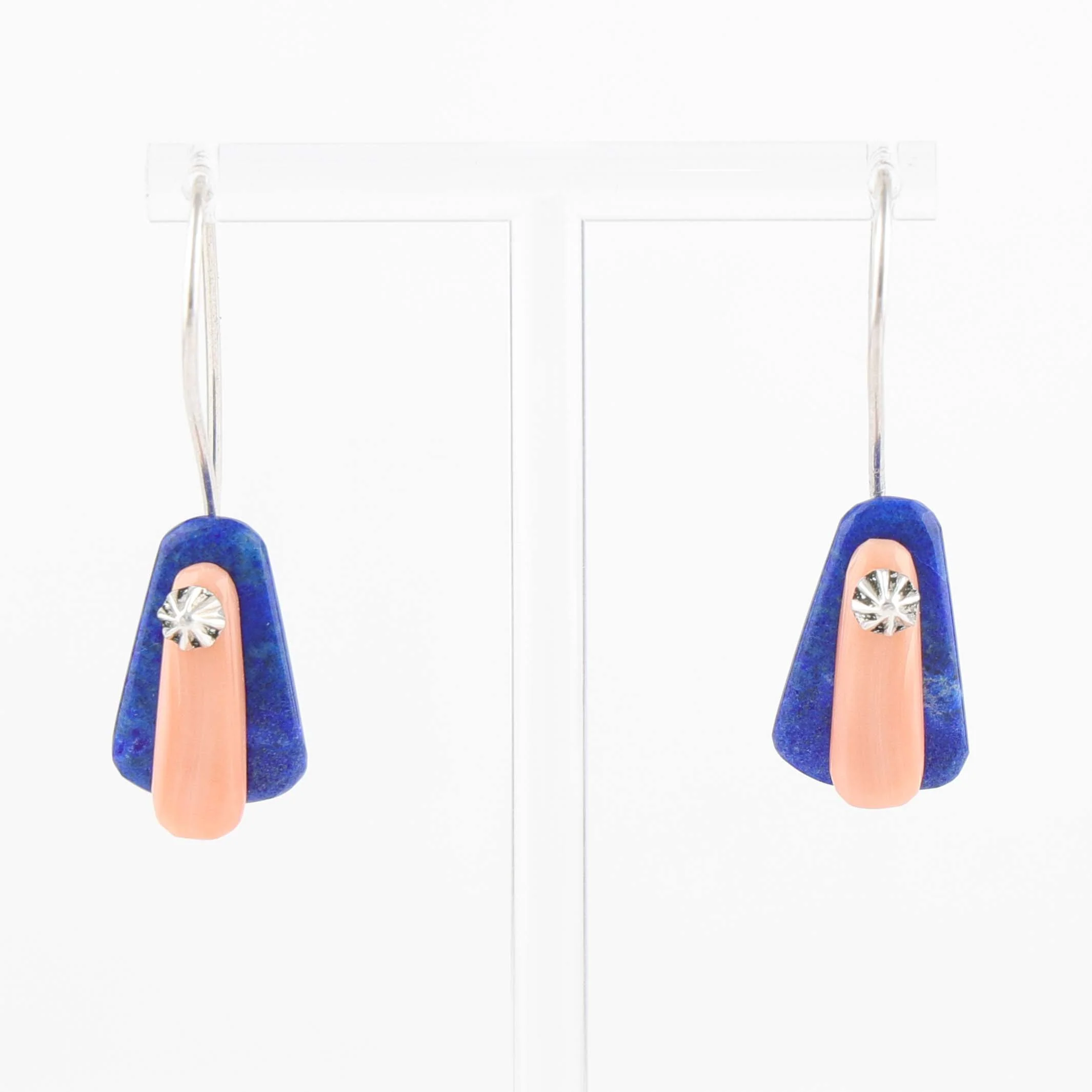 Lapis and Angel Coral Earrings