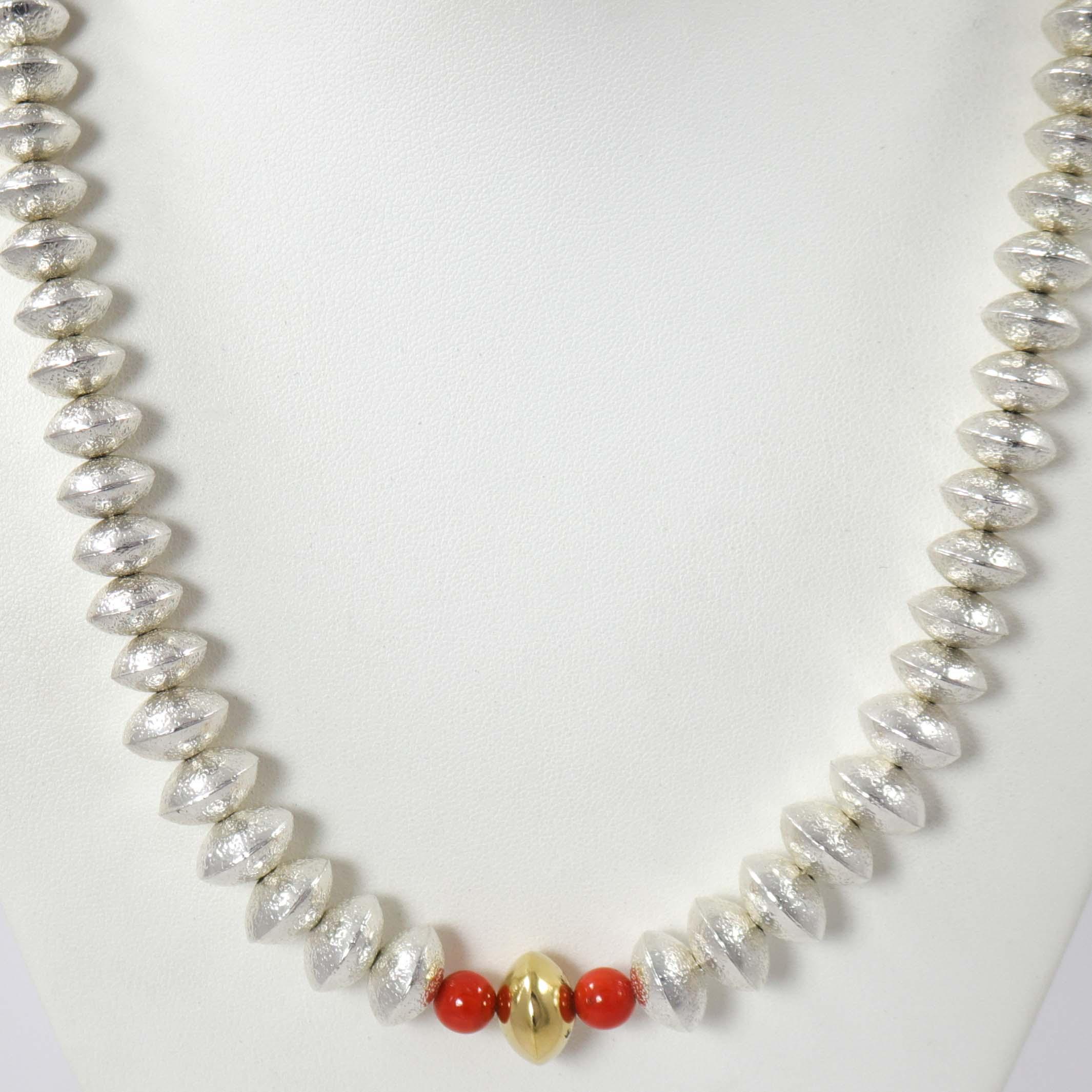 Navajo Pearl and Coral Necklace - Image 2