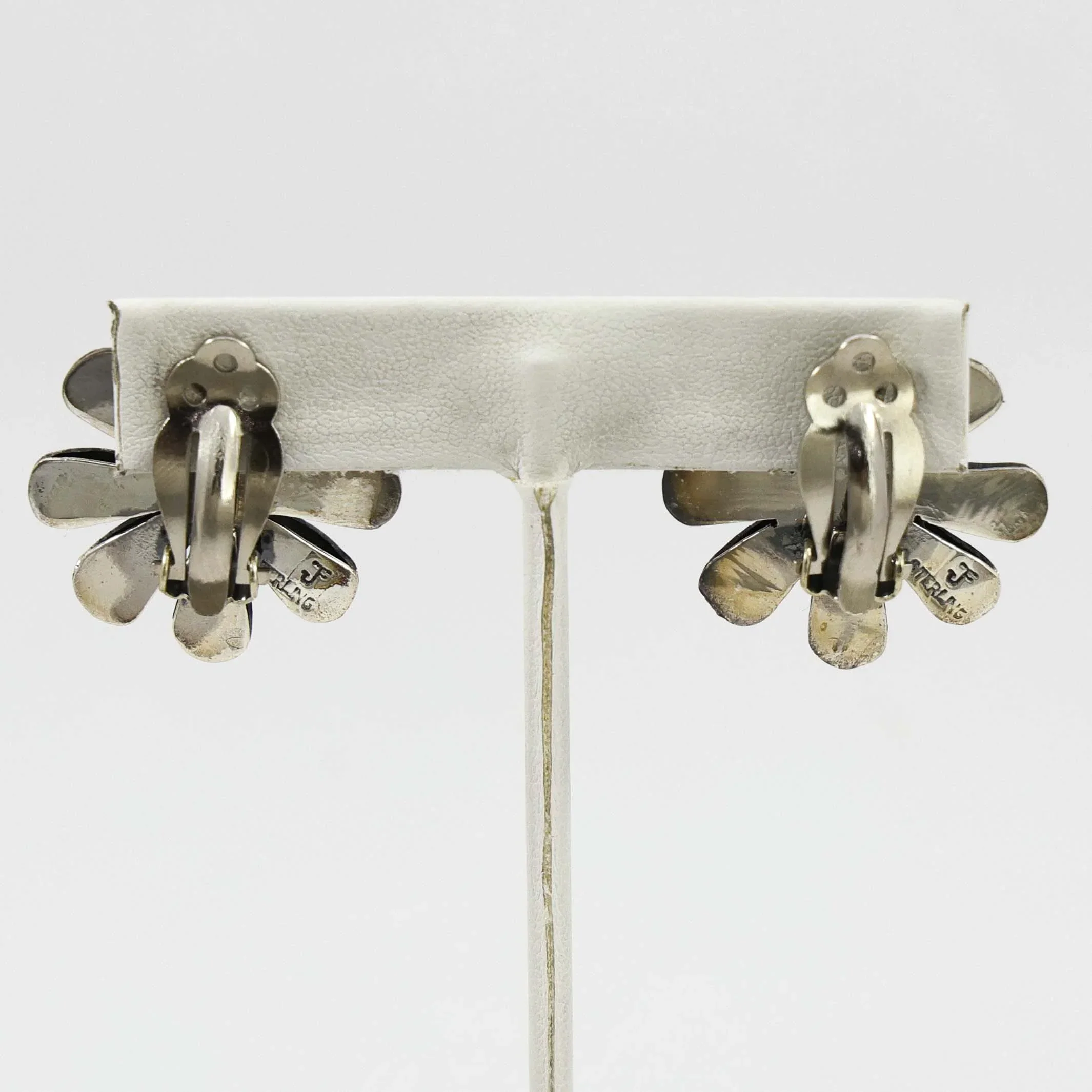 Pearl Flower Clip Earrings - Image 2