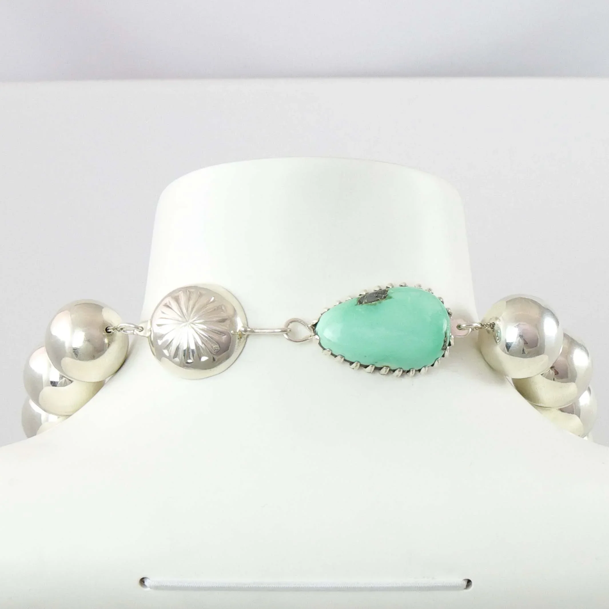 Silver Bead and Variscite Necklace - Image 2