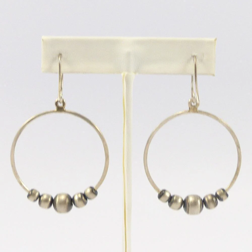 Silver Bead Hoop Earrings - Image 2