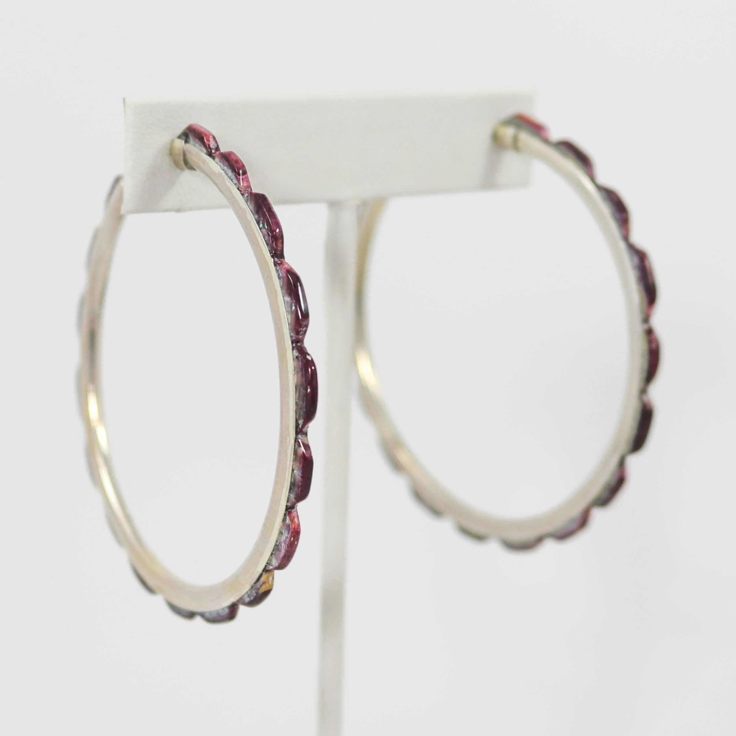 Spiny Oyster Hoop Earrings
