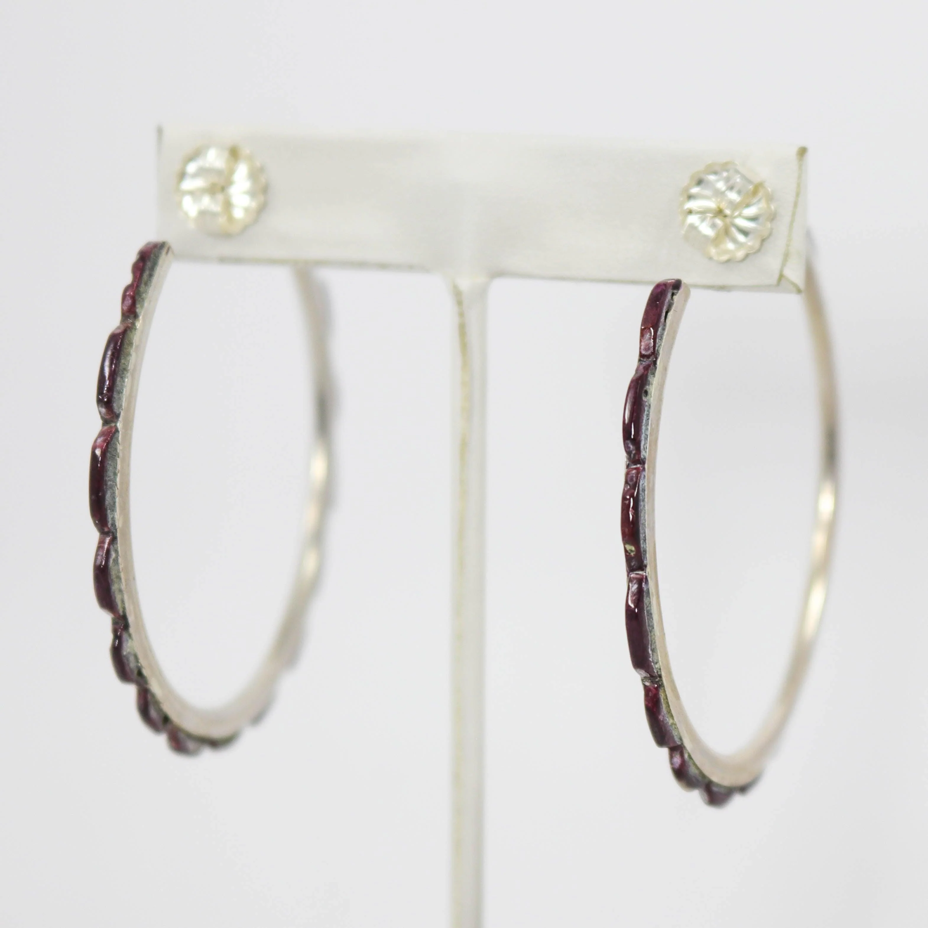 Spiny Oyster Hoop Earrings - Image 3