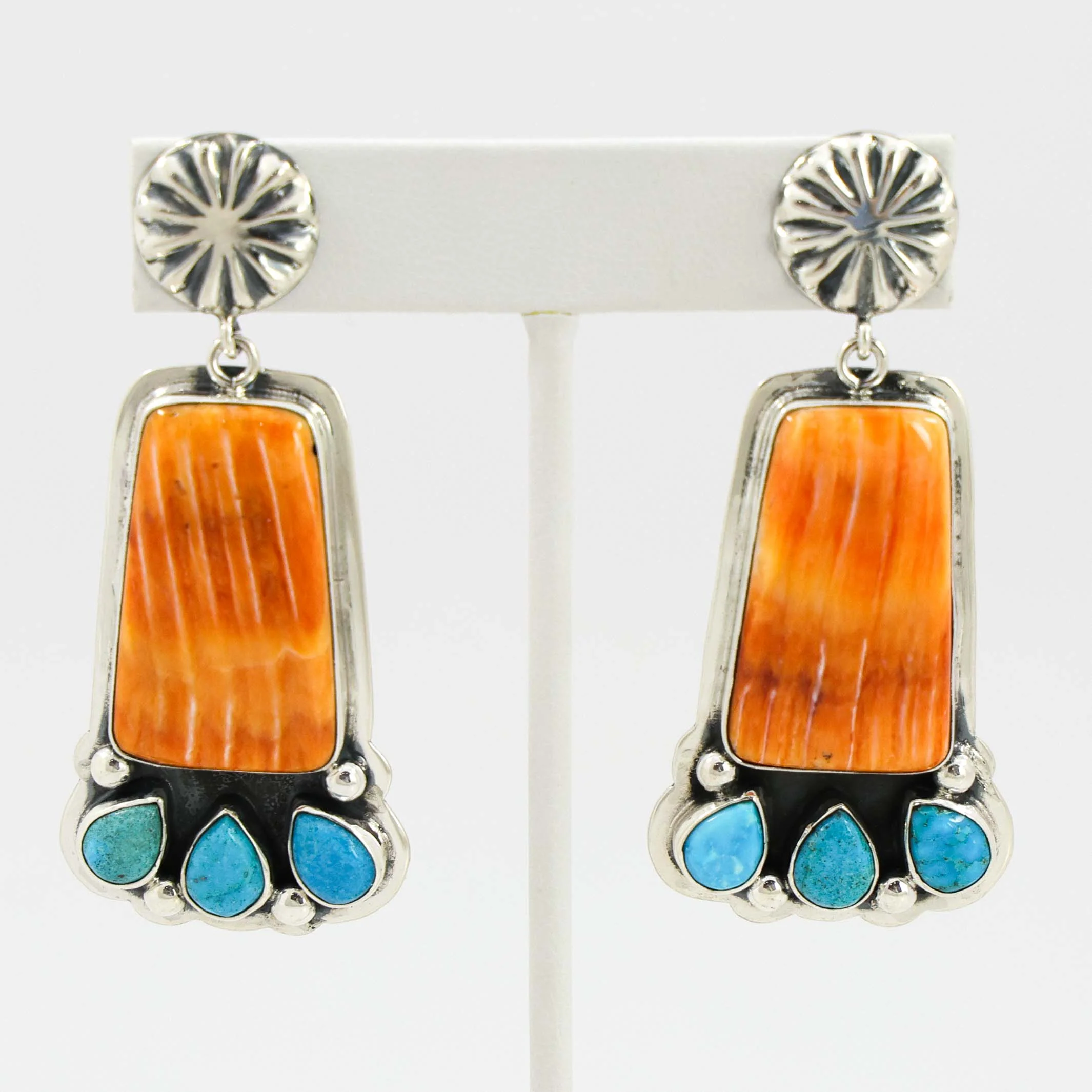 Spiny Oyster Shell and Turquoise Earrings