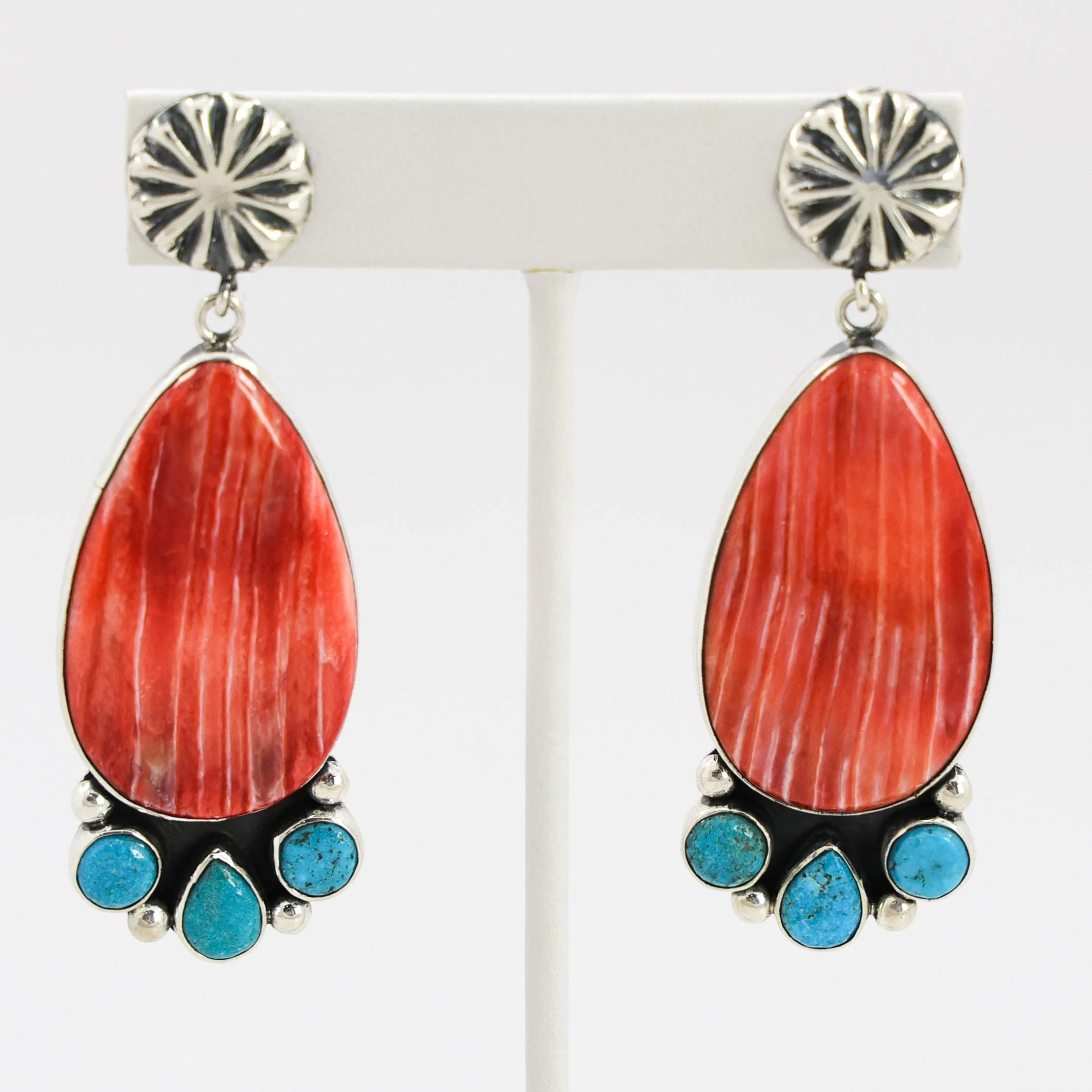 Spiny Oyster Shell and Turquoise Earrings