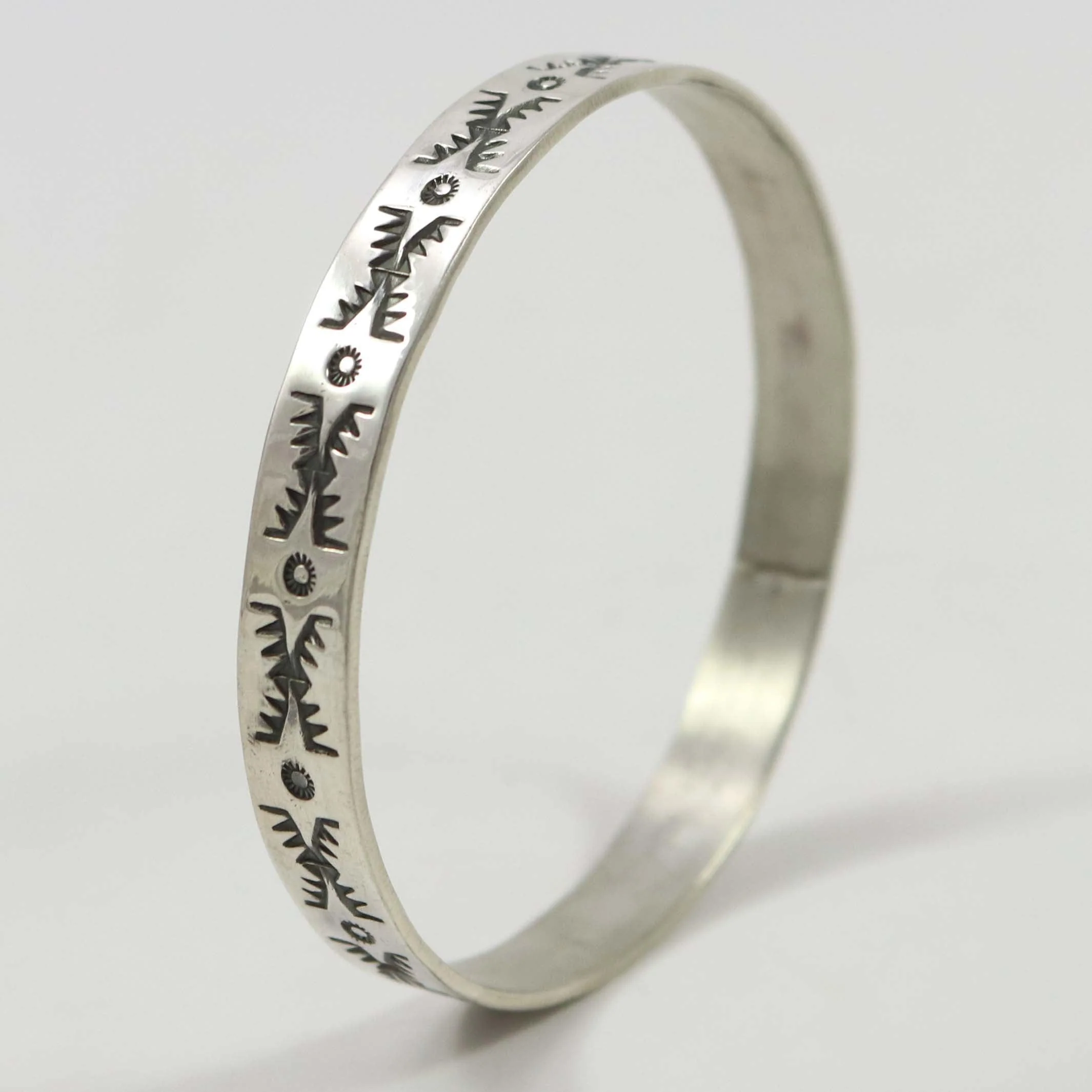 Stamped Silver Bangle - Image 2