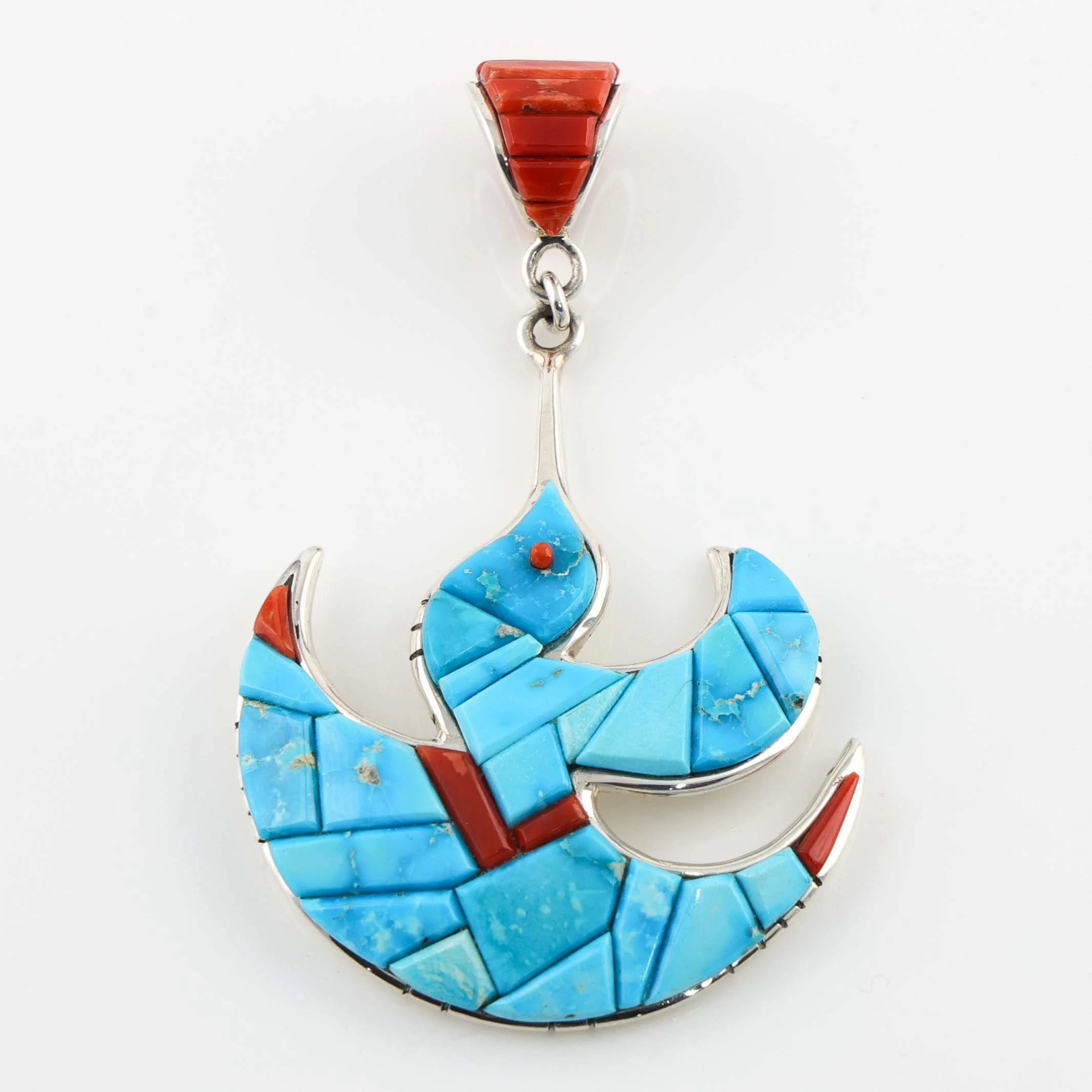 Turquoise and Coral Pendant