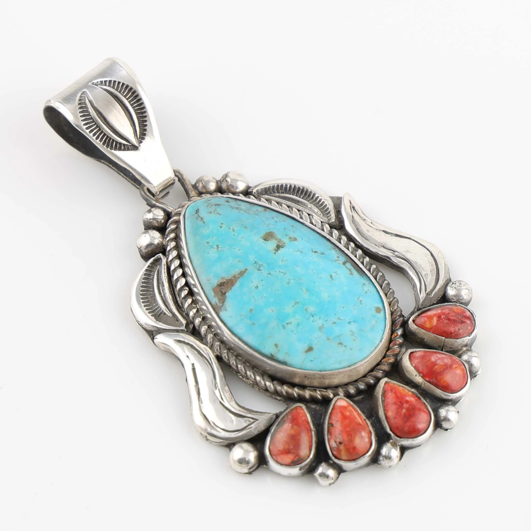 Turquoise and Spiny Oyster Shell Pendant - Image 2