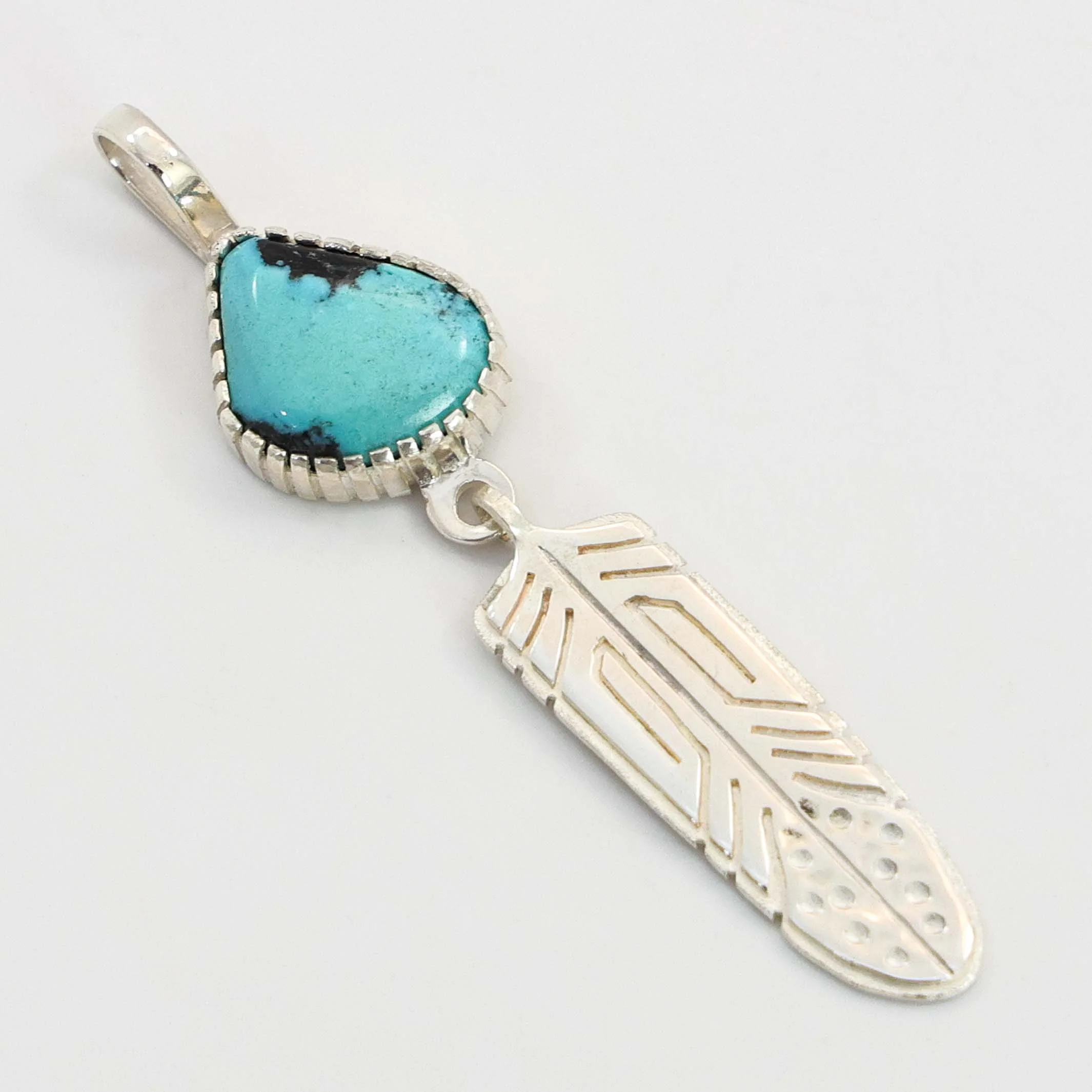 Turquoise Feather Pendant - Image 2